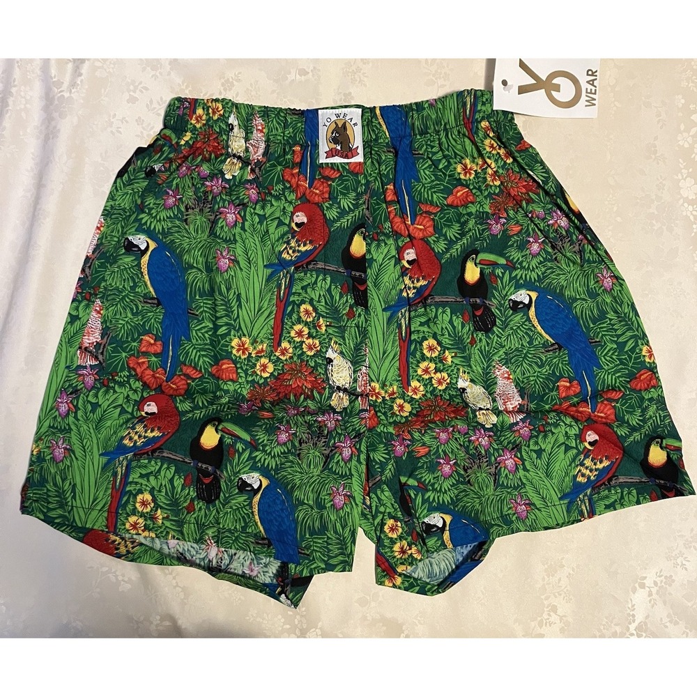 NOS Vintage Max Boxer Yo Wear Tropical Bird Boxer Style Shorts Unisex 90s M USA